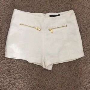 White Shorts with Gold Zippers Size S